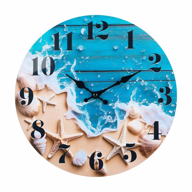 14 Inch Large Beach Wall Clock Battery Operated Waterproof Coastal Wall Art