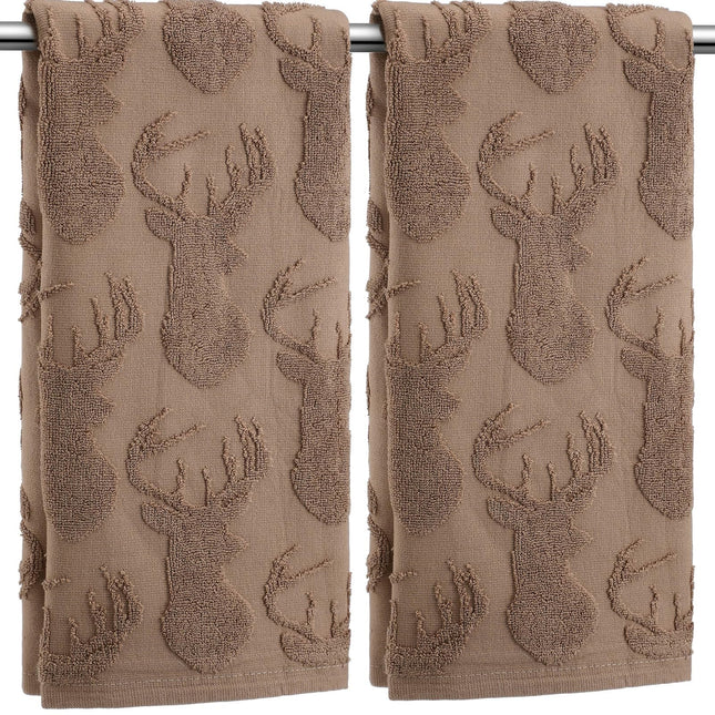 SmoothNovelty 2 Pcs Deer Hand Towels for Bathroom Kitchen Cabin Decor