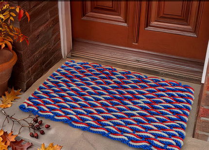 Lobster Rope Mat Patriotic 30x17 Inch, Nautical Welcome Mat USA Designed