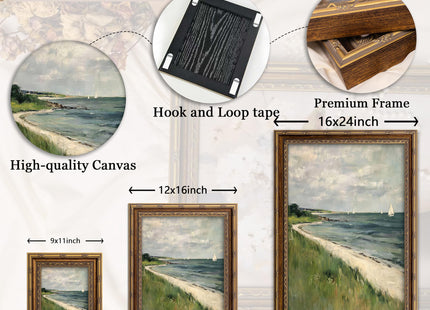 SKZMBTI Vintage Gold Framed Coastal Wall Art Beach Painting Prints