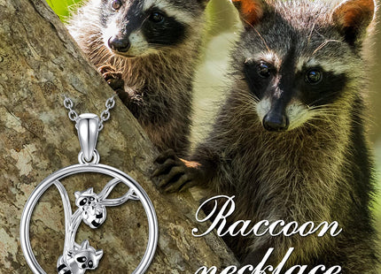 MEIDERBO Raccoon Necklace 925 Sterling Silver Sister Mother Daughter Raccoon Pendant Necklace Friendship Raccoon Jewelry Gifts for Mom Sister Best Friend