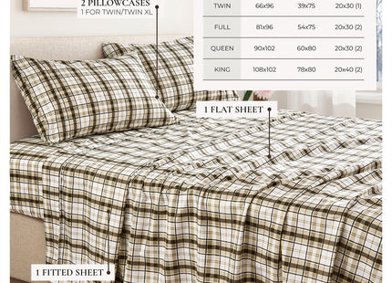 Great Bay Home Full Printed Microfiber Sheet Set - 4-Piece Ultra-Soft, Brushed Bedding Sheets & Pillowcases - Wrinkle & Fade Resistant, All-Season Bed Sheets (Cabin Plaid)
