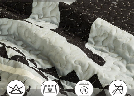 Virah Bella Moon Bear 3-Piece Full/Queen Quilt Set - 90"x90" Reversible Silhouette Cabin Bedding with 2 Standard Pillow Shams - Rustic Lodge Black Bear Paw Print Woodland Mountain Coverlet