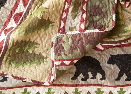 Carstens, Inc. Bear Stripe Rustic Cabin 3-Piece Quilt Set, King
