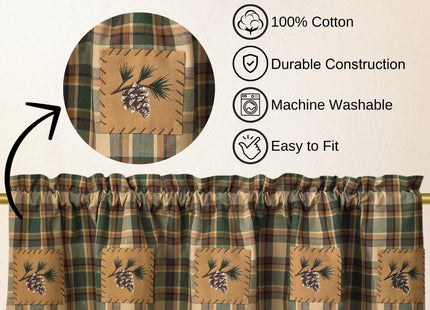 Scotch Pine Pinecone Curtain Valance 60" by 14"