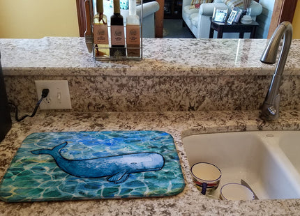 Caroline's Treasures BB5354DDM Sperm Whale Cachalot Dish Drying Mat Absorbent Dish Drying Mat Pad for Kitchen Counter Dish Drainer Mat for Countertop, 14 x 21", Multicolor