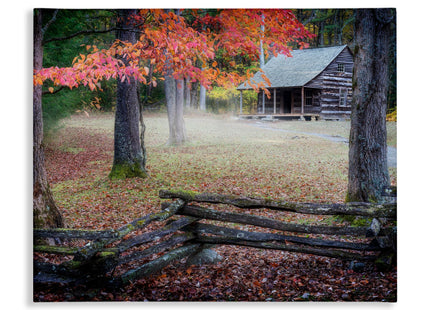 Stupell Industries Log Cabin Autumn Foliage, 16 x 20 Inch Canvas Wall Art