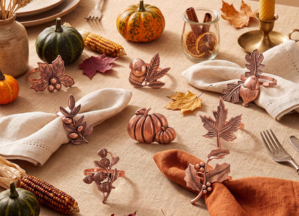 Remerry 8 Pcs Fall Thanksgiving Napkin Rings Set,Autumn Metal Holders