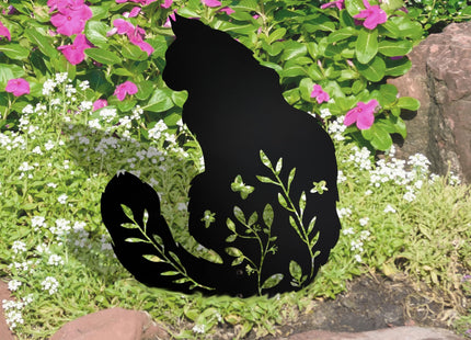 Maine Coon Cat Garden Statue, Black Cat Decor for Outdoor Memorial Yard