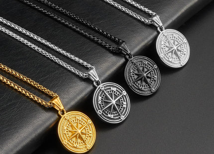 Men's Compass Pendant Necklace, Nautical Compass Necklace for Male Jewelry