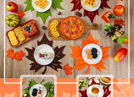 Tatuo 8 Pcs Fall Maple Leaf Placemats Autumn Placemats(12.8 x 12.8 Inch)