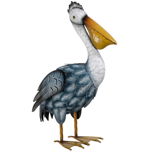 TERESA'S COLLECTIONS Pelican Outdoor Statues Garden Decor for Outside,11" Blue Coastal Ocean Bird Garden Statues & Sculptures for Yard Decor,Metal Yard Art for Lawn Patio,Pool,Backyard,Gifts for Mom