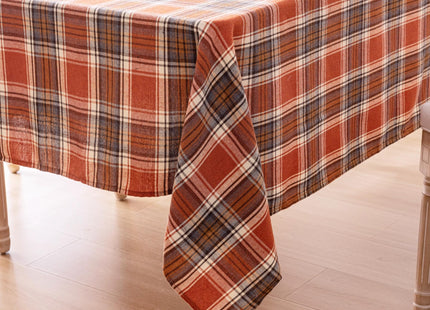 AQOTHES Plaid Fall Tablecloth Thanksgiving Rectangle 60x84 Inch Rust
