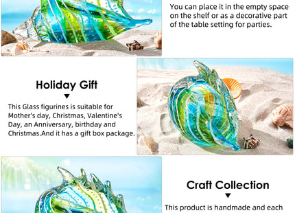EUSTUMA Hand Blown Glass Conch Figurines Ornament,Sea Animal Ornament for Home Decor,Sea Animals Collection for Birthday Gift,Glass Seashell (Conch 1)