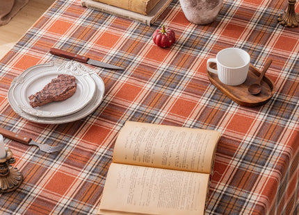 AQOTHES Plaid Fall Tablecloth Thanksgiving Rectangle 60x120 Inch Rust