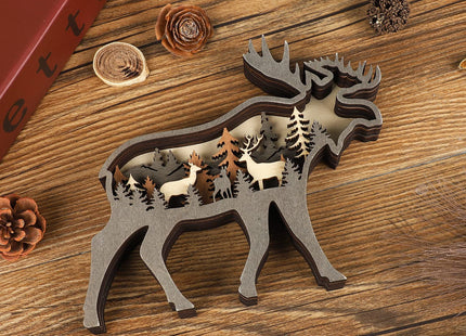 Laozai Cabin Decor Wooden Deer Wall Art