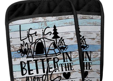 Hunting Gifts Pot Holders with Pockets, Cabin Gifts Life is Better in The Woods Pot Holders Heat Resistant Oven Mitts Hot Pads for Kitchen Baking Cooking,Potholders for Kitchens
