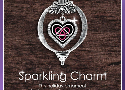 Inspired Silver - Maine - Silver Christmas Ornament - Pave Heart Charm Christmas Tree Ornament with Cubic Zirconia - Holiday Hanging Decoration