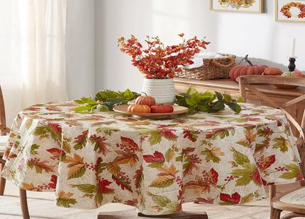 Newbridge Thanksgiving Rustic Acorn & Leaf 60x84 Inch Oval Vinyl Tablecloth