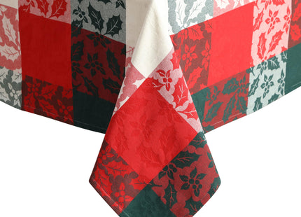Newbridge Christmas Holiday Holly Check 60x84” Oval Fabric Tablecloth