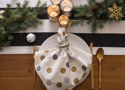 DII Christmas Thanksgiving Holiday Tabletop Décor Collection Decorative Napkin Ring Holder Set, 2.5" Diameter, Silver Reindeer, 6 Piece
