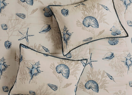 Madison Park Cotton Coastal Starfish Blue Queen Comforter Set, 7pc