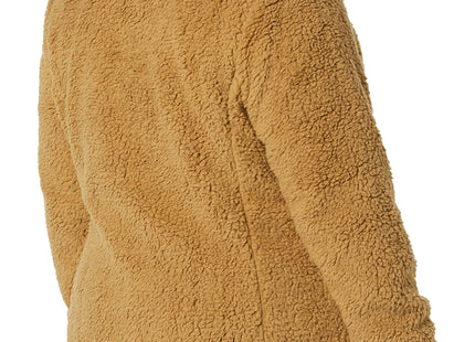 Amazon Essentials Women's Sherpa Long-Sleeve Mock Neck Full-Zip Jacket with Woven Trim (Available in Plus Size), Camel Neon Yellow Color Block, XX-Large