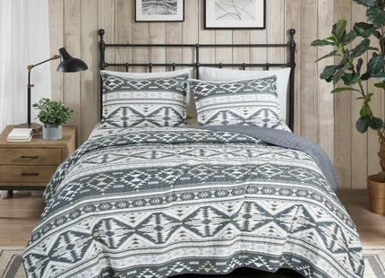 Chezmoi Collection 2-Piece Quilt Bedding Set Country Cabin Lodge Camping Outdoor Wilderness Microfiber Printed Bedspread Set, Twin, Green