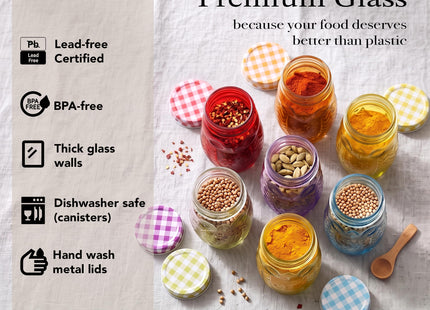 Style Setter Owl Glass Canister Jar Set w/Airtight Metal Lids, 14Oz - 6 PK
