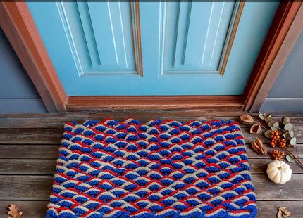 Lobster Rope Mat Patriotic 30x17 Inch, Nautical Welcome Mat USA Designed