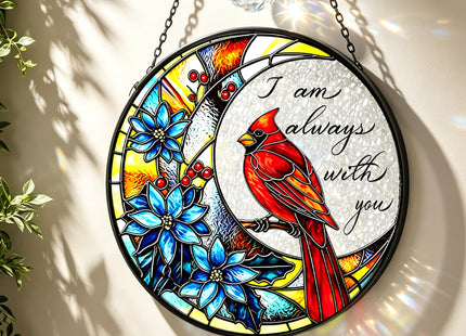 Cardinal Glass Suncatcher Gift for Bird Lovers (Red Cardinal,7.8in)