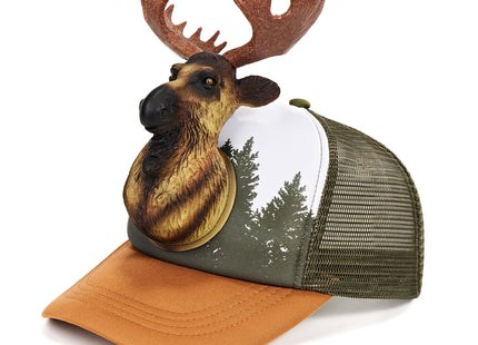3D Moose Trucker Hat, Funny Novelty Mesh Snapback Cap for Men & Women