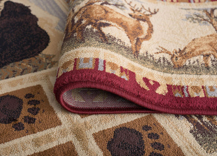 Lakeside Retreat Red 5x7 Area Rug Cabin for Living for Living Room - Bedroom and DiningRoom - Lodge, Cabin Farmhouse Stye Rustic Indoor Carpet
