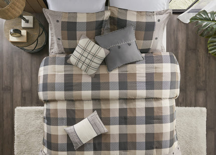 Madison Park Cabin Lodge Plaid Herringbone Comforter Set, 7PC Cal King