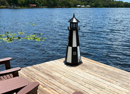 DutchCrafters Decorative Wooden Lighthouse, Standard Light Bulb, Cape Henry Style - Amish Made in USA (Green/White, 4 Foot)