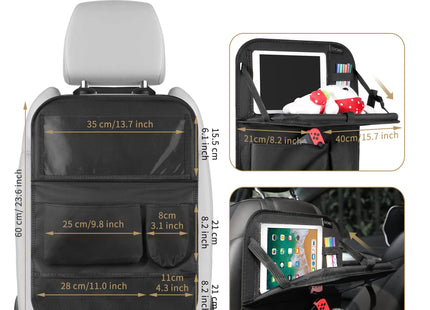 LUCMO Car Backseat Organizer with Foldable Tablet Holder, Black