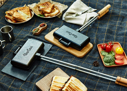 Uno Casa Double Pie Iron XL | Cast Iron Campfire Sandwich Maker for Camping