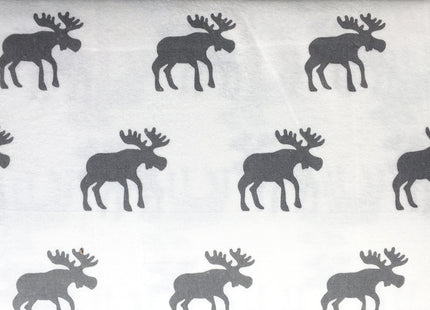Nordic North Cotton 3 Piece Twin Size Turkish Flannel Sheet Set Luxe Moose Gray on White