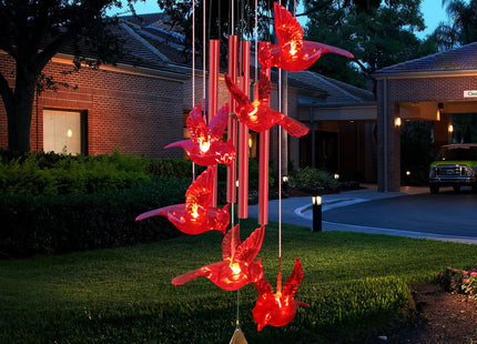 Cardinal Wind Chimes for Outside Mother Gift Red Cardinal Gifts for Women Memorial Chimes for Mom Solar Red Bird Solar Lights for Loss of Loved One Garden Cardinal Decor