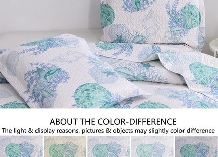 Smuge 3-Piece Beach Theme Quilt Set Queen Size Bedding Set