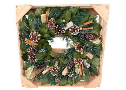 ANDALUCA Natural Preserved Pinecone Evergreen Wreath (Evergreen Pine)