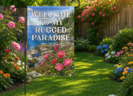 HOSALA (12x18in) Welcome to My Rugged Paradise Garden Flag Double-Sided, Maine Coast Yard Flag, Backyard House Lawn Porch Patio Outdoor Decoration, Maine State Gift For Family Friends