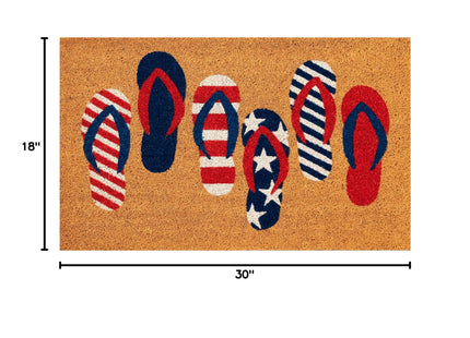 Liora Manne Natura Doormat Non-Slip Natural Fiber Outdoor Mat-Contemporary, Coastal, Beach, Transitional, Freedom Flops Natural 1'6" x 2'6"