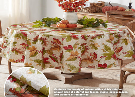 Newbridge Thanksgiving Rustic Acorn & Leaf 60x84 Inch Oval Vinyl Tablecloth