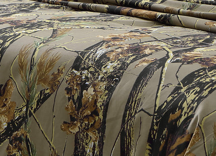 Chezmoi Collection Salem 4-Piece Cabin Lodge Forest Woods Sheet Set - Nature Camo Tree Leaves Printed Soft Microfiber Sheets - Full, Natural