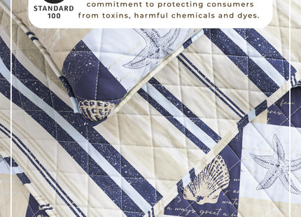Great Bay Home Coastal Quilt Set - 3-Piece King/California King Size Nautical Patchwork Bedding Set - Lightweight, All-Season, Reversible Bedspread (Coastal Patchwork)