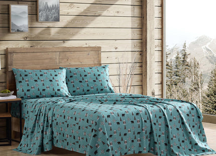 Cozy Cabin 4-Piece Queen Microfiber Sheet Set, Wilderness Bears