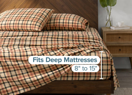 Bare Home Flannel Sheet Set Prints (Queen, Red Lodge Plaid)