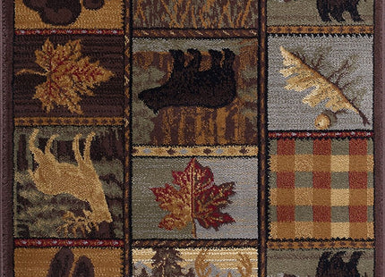 Colorblock Wildlife Multi-Color 3x10 Runner Rug for Hallway, Walkway, Entryway Kitchen - Foyer Cabin Lodge, Farmhouse Style Long Rustic Indoor Carpet