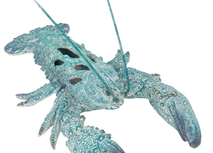 Teal Blue Coral Lobster Statue Figurine - Ocean Decor Beach House Accent - Coral Reef Coastal Nautical Tabletop Decor (12.25" x 8.25")